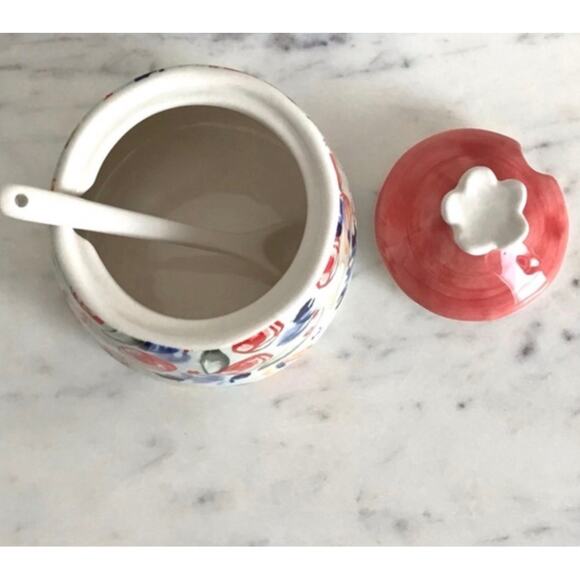 Anthropologie Luna Sugar Bowl Hanpainted Glazed Stoneware - Picture 4 of 5